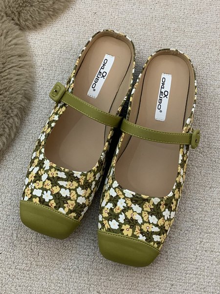 

Floral Contrast Panel Urban Mules, Flower, Flats