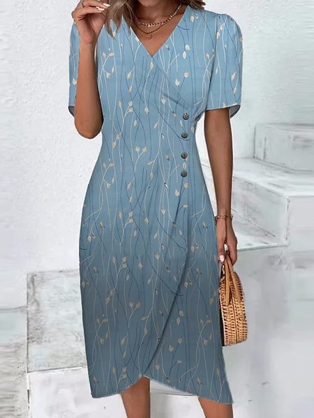 

Ombre Casual Regular Fit Cross Neck Dress, Blue, Dresses