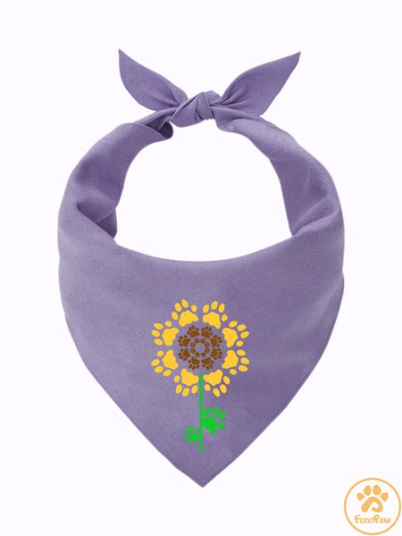 

Paws Print Sunflower Matching Dog Print Bib, Purple, Pet Bandanas