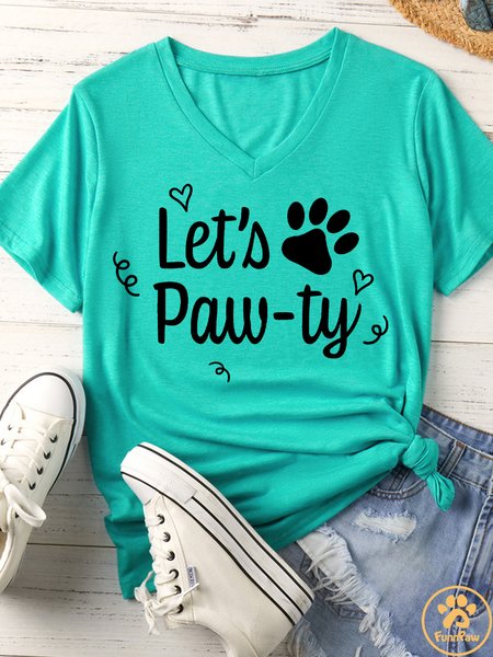 

Lilicloth X Funnpaw Women's Let's Paw-ty Matching V Neck T-Shirt, Green, T-shirts
