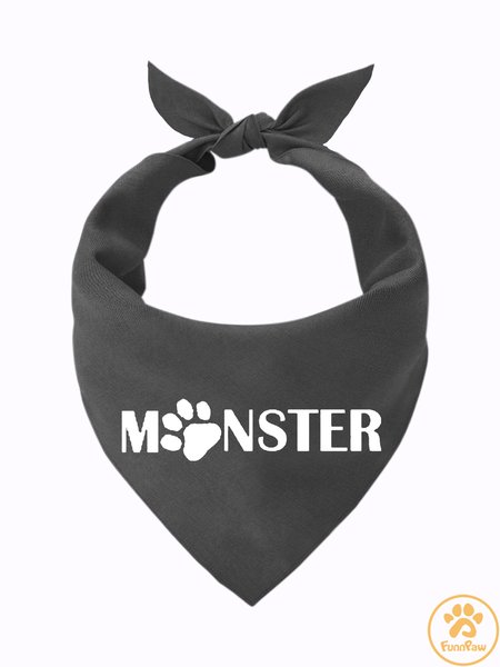 

Lilicloth X Funnpaw Monster Matching Dog Print Bib, Gray, Pet Bandanas