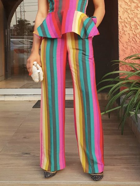 

Regular Size Regular Fit Urban Striped Pants, Multicolor, Pants