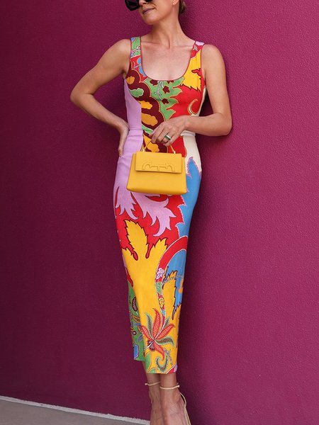 

Abstract Vacation Tight Maxi Dress With No Belt, As picture, Maxi Dresses