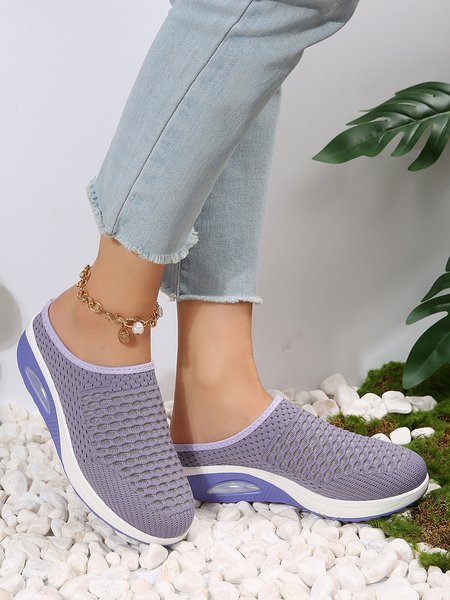 

Shock-absorbing High-elastic and Breathable Fly-knit air Cushion Sports Clogs, Light purple, Sneakers