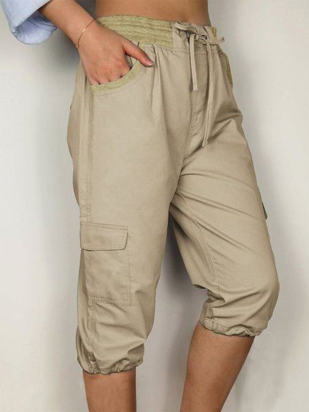 

Drawstring Casual Loose Pants, Khaki, Pants