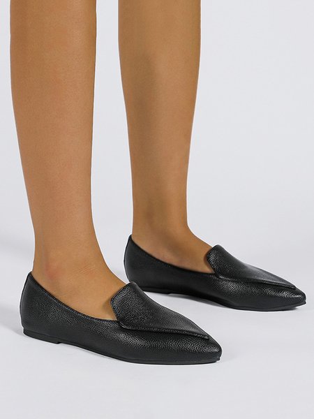 

Simple Slip On Flat Shallow Shoes, Black, Flats
