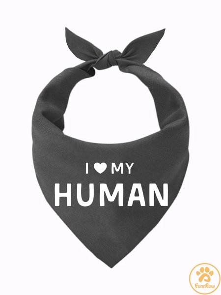 

Lilicloth X Funnpaw I Love My Human Matching Dog Print Bib, Gray, Pet Bandanas