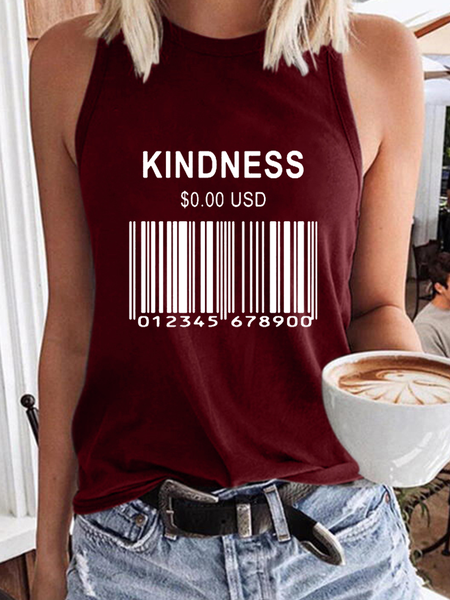 

Women's Funny Word Kindness Cost 0.00USD Casual Cotton-Blend Regular Fit Tank Top, Red, Tank Tops