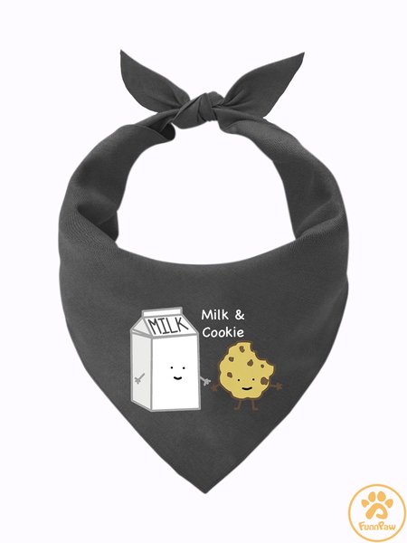 

Milk And Cookie Matching Dog Print Bib, Gray, Pet Bandanas
