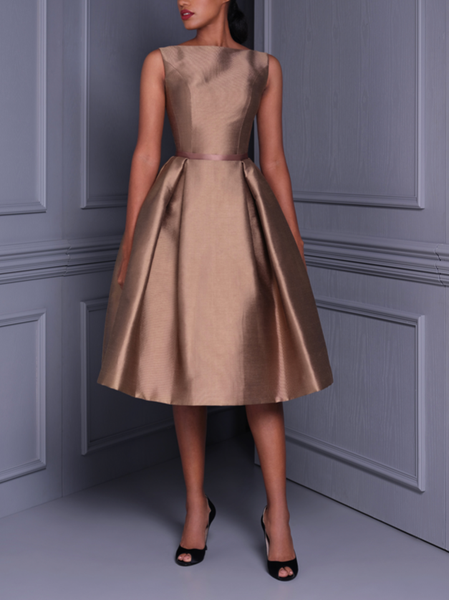 

Elegant Plain Party Dress, As picture, Midi Dresses