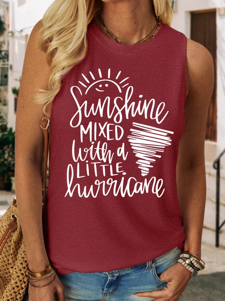 

Women’s Sunshine Mixed With A Little Hurricane Casual Tank Top, Wine red, Tank Tops