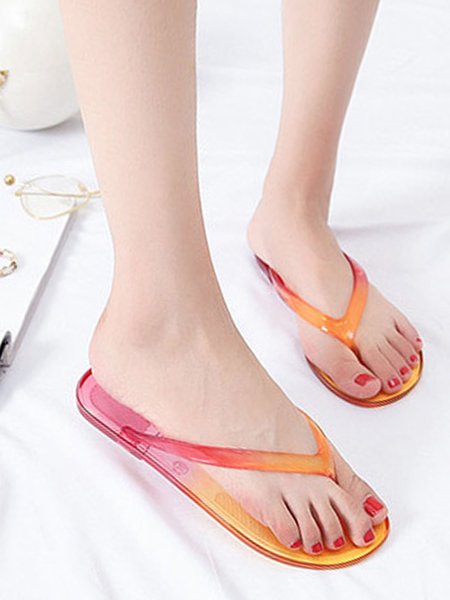 

Ombre Transparent Summer Flip-Flops, Red, Slippers