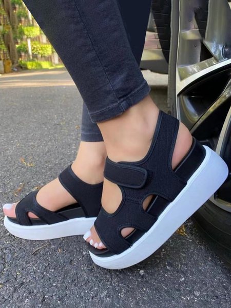 

Symphony Gradient Solid Color Velcro Platform Sandals, Black, Sandals