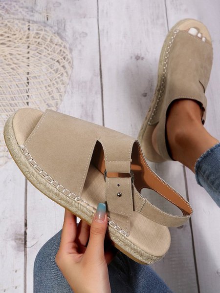 

Off-White Linen Breathable Espadrille Sandals, Sandals