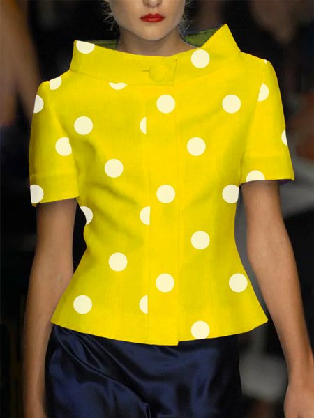 

Regular Fit Elegant Polka Dots Blouse, Yellow, Blouses and Shirts