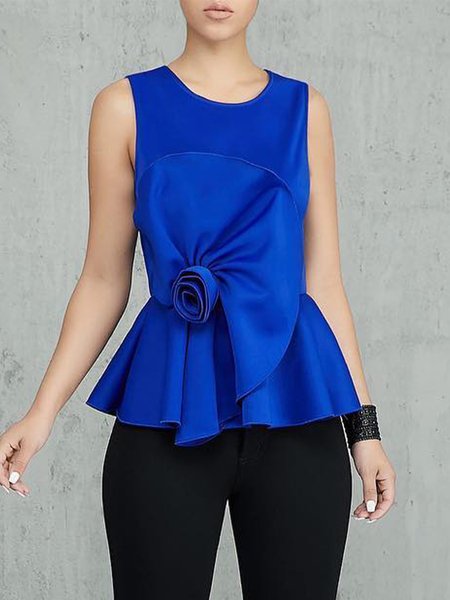 

Urban Crew Neck Regular Fit Plain Tank Top, Blue, Tanks and Camis