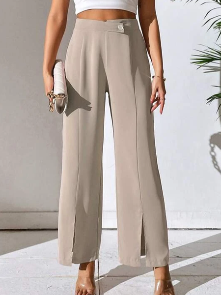 

Plain Loose Casual Pants, Khaki, Pants