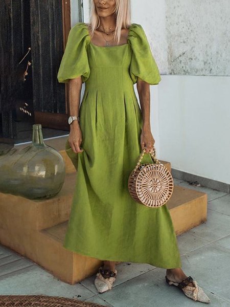 

Casual Square Neck Tight Dress With No, Green, Maxi Dresses