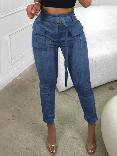 

Daily Plain Casual Regular Fit Cargo Pants, Blue, Pants