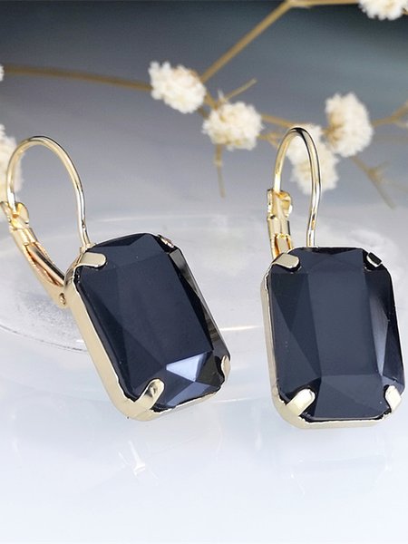 

Elegant Blue Gem Geometric Earrings Party Wedding Women's Jewelry, Black, Earrings