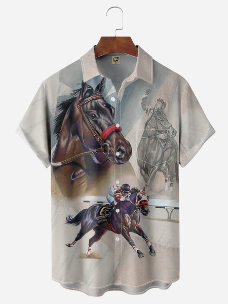 

Western Chest Pocket Short Sleeve Casual Shirt, Gray, Men Shirts
