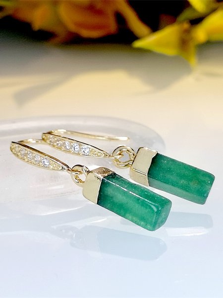 

Casual Natural Crystal Geometric Dangle Earrings Ethnic Daily Women's Jewelry, Green, Earrings