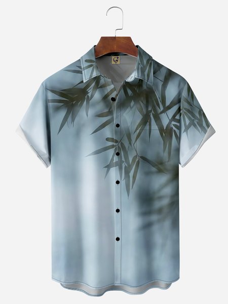 

Bamboo Chest Pocket Short Sleeve Casual Shirt, Blue, Men Shirts