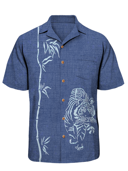 

Hardaddy® Cotton Japanese Bamboo Tiger Aloha Shirt, Deep blue, Men Shirts
