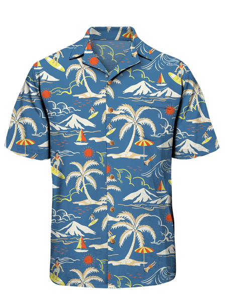 

Hardaddy® Cotton Palm Tree Aloha Shirt, Blue, Short Sleeve Shirts