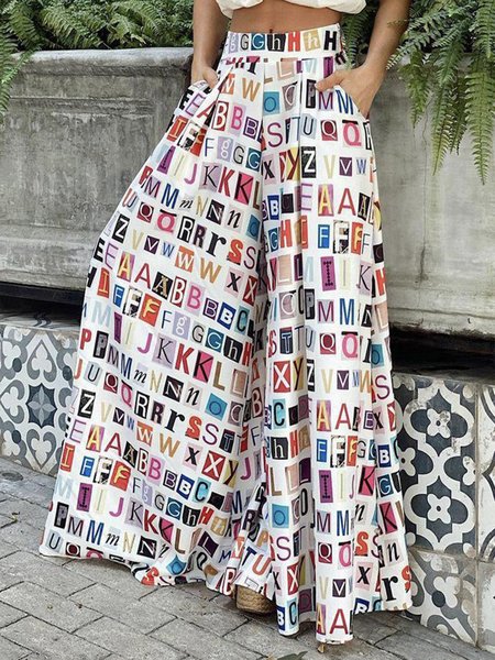 

Regular Fit Urban Letter Pattern Fashion Pants, As picture, Pants