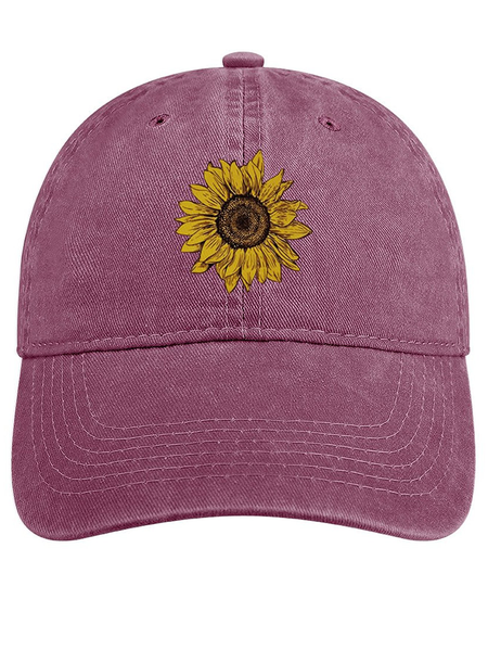 

Sunflower Adjustable Denim Hat, Wine red, Women's Hats