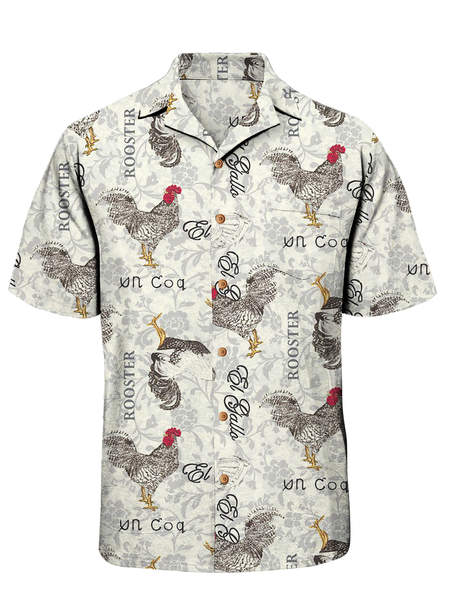 

Hardaddy® Cotton Rooster Resort Shirt, Beige, Short Sleeve Shirts