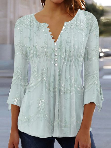 

Buttoned Geometric Regular Fit Casual Shirt, Blue, Shirts & Blouses