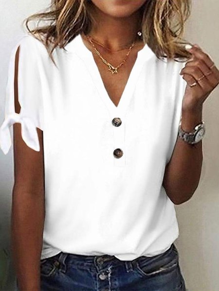 

Casual Buttoned Loose Shirt, White, Tees & T-shirts