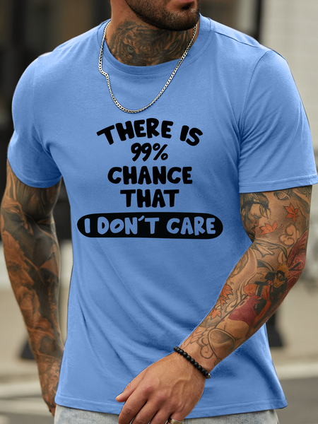 

Lilicloth X Hynek Rajtr There Is 99% Chance That I Don't Care Men's Crew Neck Casual Cotton T-Shirt, Light blue, T-shirts