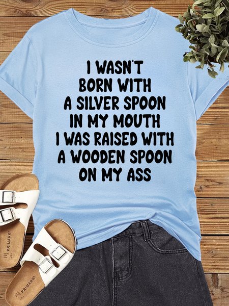 Women's Silver Spoon Funny Casual T-Shirt, Light blue, T-shirts