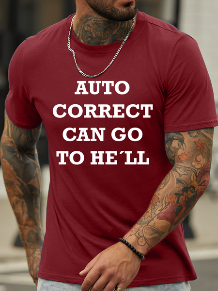 

Lilicloth X Hynek Rajtr Auto Correct Can Go To He'll Men's Crew Neck T-Shirt, Red, T-shirts