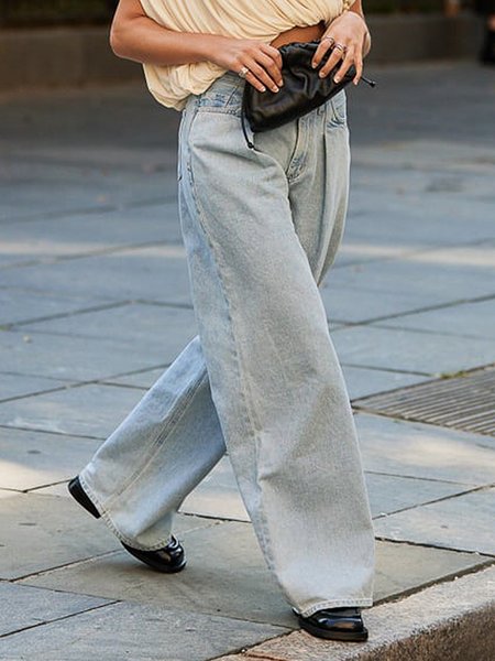 

Denim Regular Fit Plain Casual Jeans, Blue, Jeans