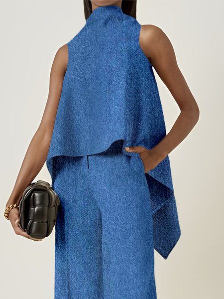 

Urban Loose Sleeveless Denim Shirt, Blue, Blouses and Shirts