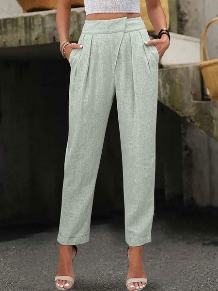 

Plain Loose Casual Pants, Light gray, Pants
