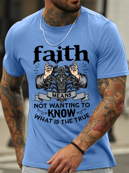 

Lilicloth X Ana Faith Means Not Wanting To Know What Is The True Men’s Casual Crew Neck Cotton T-Shirt, Light blue, T-shirts