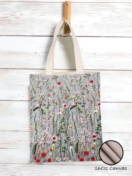 

Women's Casual Loose Square Neck Floral Shopping Tote, As picture, Bags