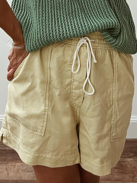 

Cotton Loose Casual Shorts, Khaki, Shorts