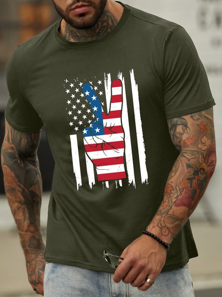 

Lilicloth X Abu Independence Day America Flag Men's T-Shirt, Army green, T-shirts