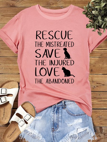 

Women's Casual Love The Abandoned Crew Neck Regular Fit T-Shirt, Pink, T-shirts