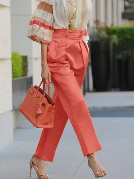 

Plain Urban Regular Fit Fashion Pants, Orange, Pants