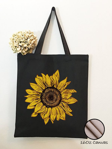 

Women‘s Sunflower Shopping Tote, Black, Bags