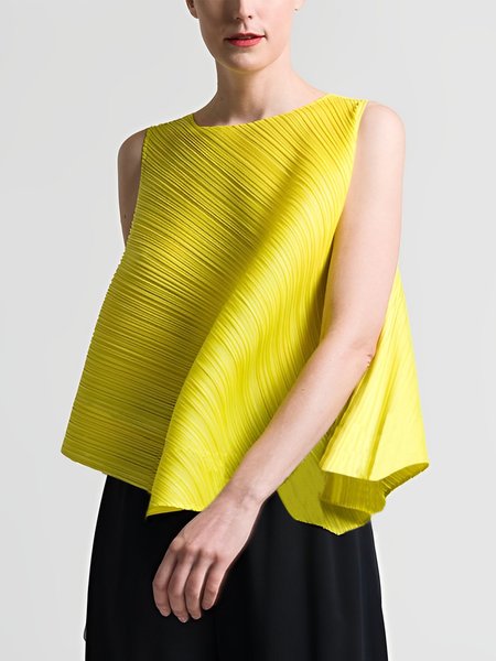 

Casual Crew Neck Sleeveless Loose Plain Shirt, Yellow, Blouses and Shirts