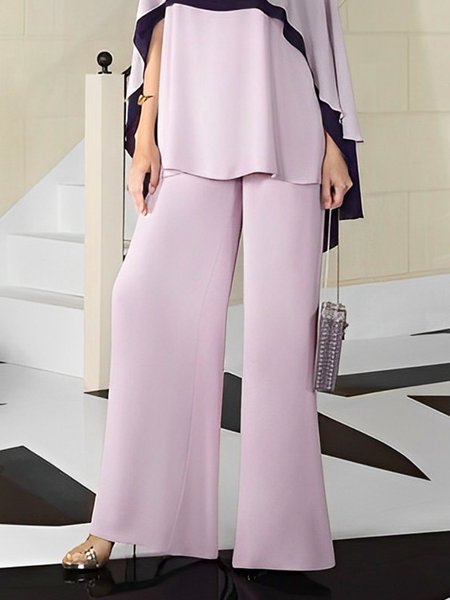

Casual Regular Fit Plain Fashion Pants, Pink, Pants