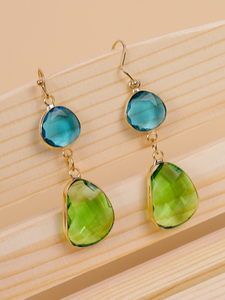 

Bohemia Two Tone Crystal Earrings Vacation Casual Women's Jewelry, Green, Earrings